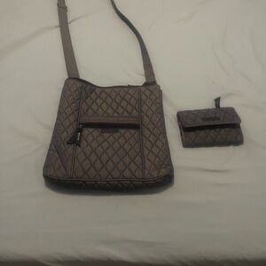 Vera Bradley Quilted Brown Crossbody Bag with Wallet